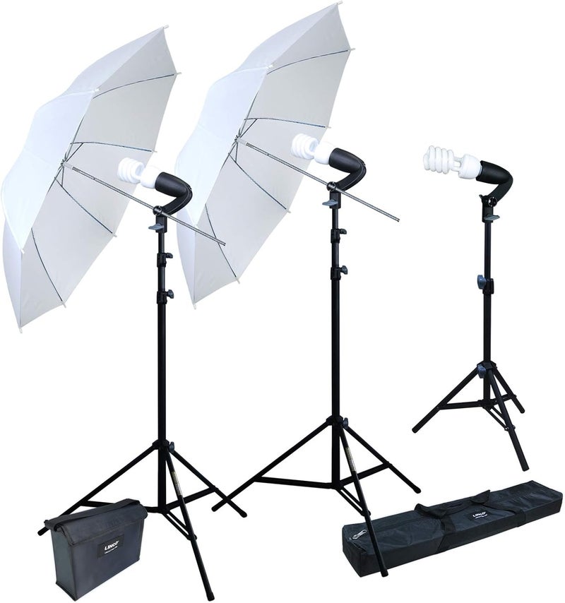 Lincostore 600W Photography Photo Video Portrait Studio Day Light Umbrella Continuous Lighting Kit AM153 - Image 1